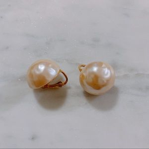 Large Faux Pearl Clip-On Earrings